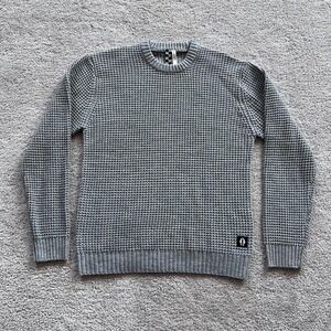 Beardedgoat Odis Boatyard Sweater Mens M Gray Waffle Knit Merino Wool Blend
